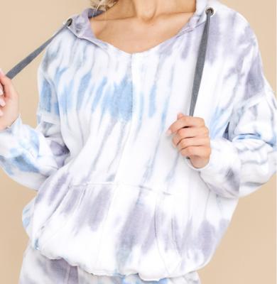 China Anti-wrinkle IKEBEL 2021 Europe and America New Fashion Loose Hoodie Women Tie Dye Casual Hooded Long Sleeve for sale