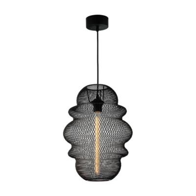 China Beautiful Metal Mesh Wire Pendant Light Modern Black Ceiling Chandelier Retro Pendant Lamp for sale