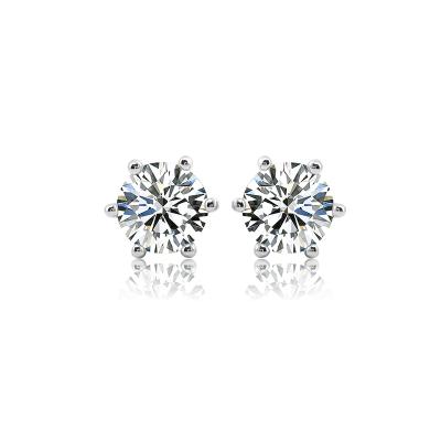 China Romantic Round 0.5CT Moissanite Stud Earrings Best Selling Sterling Silver Simple Lightweight Luxury Stud Earrings For Women for sale