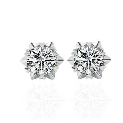 China Fashion Classic Romantic Fork Snowflake Mozanstone Stud Earrings Sterling Silver Diamond Earrings Jewelry 6 for sale