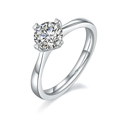 China CAD drawing confirmed custom solid 14k yellow gold 0.5 carat 5mm DEF series color moissanite ladies wedding engagement ring for sale