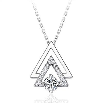 China FASHIONABLE Creative Triangle Lap Pendant With Diamonds Platinum Plated Cross Chain Fashion Clavicle Chain for sale