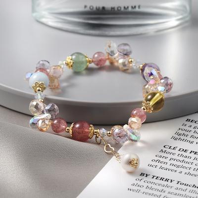 China Multicolor Crystal Bead Bracelet Jewelry Natural Stone Strawberry Aquamarine Amethyst Freshwater Bracelet TRENDS for sale