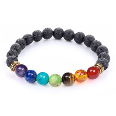 China TRENDY 7 Chakra Healing Bracelet with Real Stones Mala Meditation Bracelet Men and Women's Charm Bracelets for sale