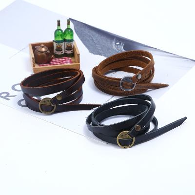 China New FASHIONABLE European and American five circles embossed retro border hot style leather men's bracelet wholesale for sale