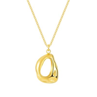 China Romantic Irregular Hollow Stainless Steel Women Oval Pendant Necklace Jewelry Gifts for sale