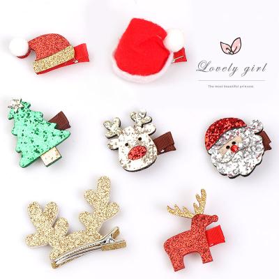 China New Christmas Children's Hair Accessories Cloth Baby Christmas Hairpin Elk Snowman Headband Hair Rope Elastic Band for sale