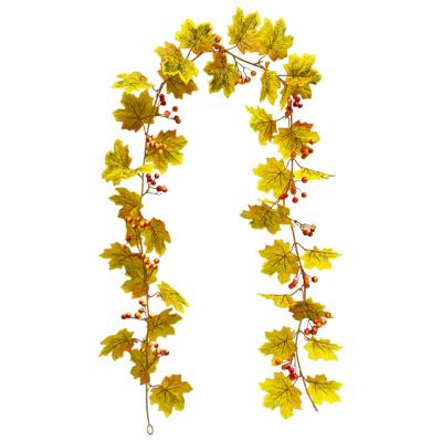 China Thanksgiving decoration Artificial Autumn Foliage Fall Garland Maple Leaf Garland for Thanksgiving Indoor Outdoor Decorations for sale