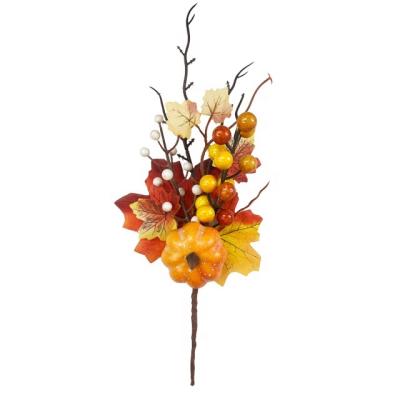 China Wreath Floral Wreath Berry Stems For DIY Pumpkin Artificial Fall Picks Maple Leaf Thanksgiving Flower Thanksgiving Decoration for sale