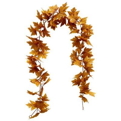 China Hot Selling Artificial Thanksgiving Autumn Leave Garland Fall Vine Christmas Decoration Maple Leaf For Garden Decoration for sale