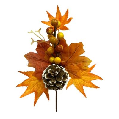 China Festival Decoration Quantity Harvest Pine Cones Highs Branch Decorations Wedding Simulation Maple Leaf Artificial Autumn Harvest Berry Branch for sale