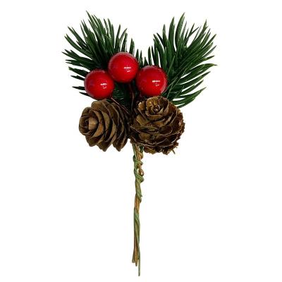 China Christmas Decoration Christmas Ornaments Pine Branches Red Pine Needles Pine Cone DIY Gift Box Pendant Creative Packaging Accessories for sale