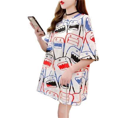 China Breathable border women's T-shirt summer trend short-sleeved couples wear loose large size in long women's blouse for sale