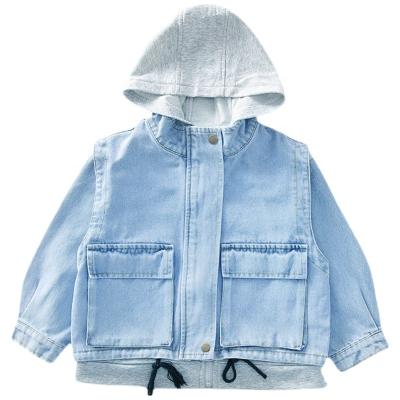 China Breathable Girls Spring Full Zip Hooded Organic Pattern 100% Cotton Denim Jacket Womens Safari Jackets for sale