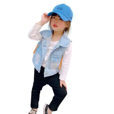 China Customized Waterproof Jean Vest Children Girls Denim Jeans Sleeveless Vest Children Casual Clothing for sale