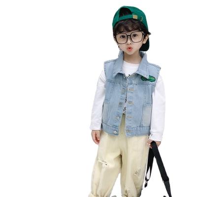 China New Spring Kids Cowboy Waistcoat Customized Waterproof Light Blue Boys Denim Vest for sale