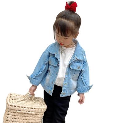 China Anti-wrinkle Children Cotton Denim Lattice Jackets Kids Long Sleeve Outerwear Girls Cowboy Denim Jackets for sale