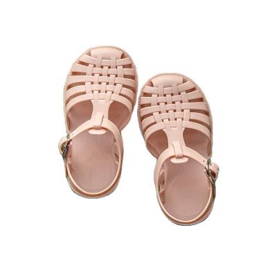 China New Summer Princess Baby Flat Shoes Soft Soles Baotou Girl Jelly TPU Sandal Princess Shoes for sale