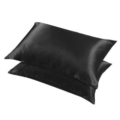 China Non-Toxic 2 Pack Bedding Black And White Satin Silk Satin Pillowcase Bedsure Pillow Cover For Hair And Skin Home Knitted 100%Polyester for sale