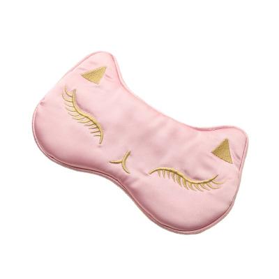 China Wholesale Custom Anti-wrinkle Cartoon Cat Satin Silk Sleep Eye Patch Ice Compress Fit Eye Mask Blindfolds For Nap Relax for sale