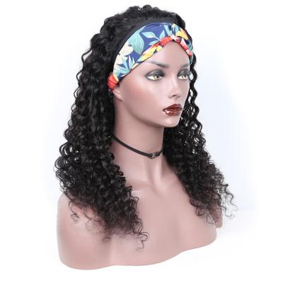 China Glueless Cury Women's Deep Wave Hairband Wig Headband Brazilian Remy Hair Human Natural Hair Wigs Deep Wave Grip Headband Hair Wigs for sale