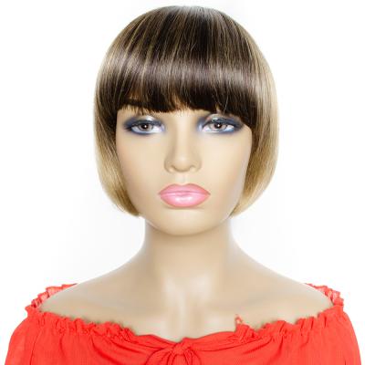 China Brazilian Straight Remy Hair Short Bob Wig Ombre Hair Wigs Curly Wig With Bangs 4/27 Honey Blonde Full Machine Wigs for sale