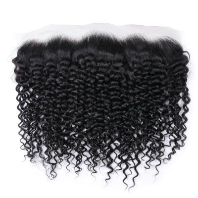 China Brazilian Kinky Curly Straight Lace Frontal Closure 13X4 Pre Plucked Ear To Ear Hair Closure With Baby Hair for sale