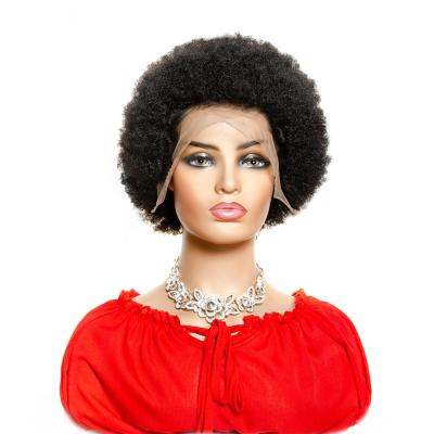 China Brazilian 13x4 4x4 Lace Front Wigs Natural Color Remy Kinky Curly Hair Wigs Afro Kinky Curly Short Afro Wig For Women Afro Curly Loose Wig for sale