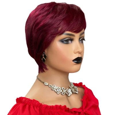 China Pixie Cut Wig Straight Brazilian Remy Hair Short Full Machine Made Wig Pixie Cut Wig Short Human Hair Wigs for sale