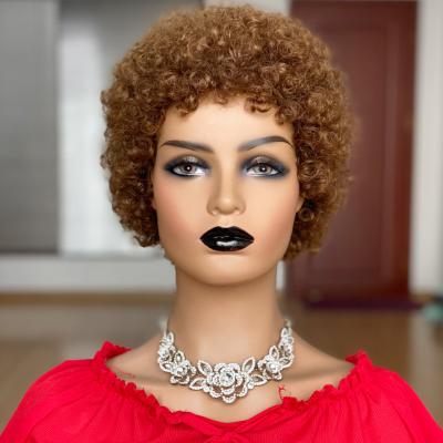 China Pixie Cut Wigs Brazilian Remy Hair Afro Blow Curly Hair Wigs Short Curly Afro Kinky Curly Wigs For Women Full Mahine Made for sale