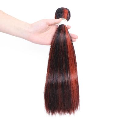 China Soft Braid Bundles Raw Unprocessed Brazilian Hair Dark Wine Red Color Straight Hair Weave P1B350 for sale