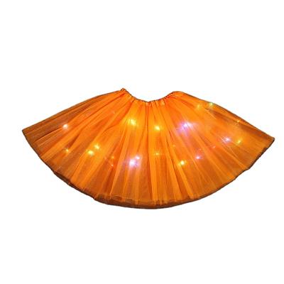 China Girl Breathable Puffy Luminous Dresses For Party Sequin Tutu And Stage Performance Skirt Kids LED Light Skirt for sale