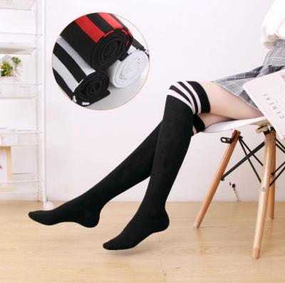 China Cosplay sports party festival long sock thigh high stockings over the knee socks ladies striped stockings for sale