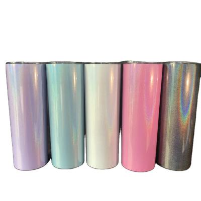 China 20oz Sublimation Tumbler Straight Stainless Steel Bottle Stock Mugs With Lid Iridescence Skinny Tumblers Sublimation Empty Tumbler for sale