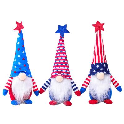 China Soft Smooth Feeling Home Handmade Plush Toy Ornaments Set 4th of July Independence Day Plush Patriotic Doll Festival Decoratio for sale