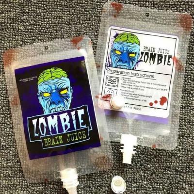 China High Quality Disposable Transparent Reusable PVC Blood Bag Double Release Tube Vampire Diaries Drink Bag For Halloween Party Drinking for sale