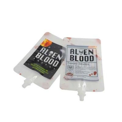 China Blood Vampire Juice Drinking Good Quality Unique Design Food Grade Disposable Empty Biodegradable Spout Pouch for sale