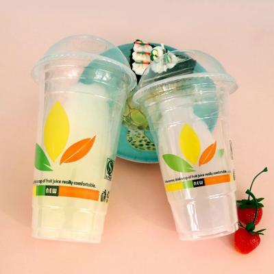 China 32Oz Single Wall Disposable Plastic Cup Custom Logo Print Vaso Plastico PET Cups Smoothie Cups With Flat Lid And Straw for sale