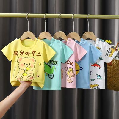 China Breathable Short Sleeve Animal Printed Toddler T-shirts Boys Girls T-shirt Infant Baby Summer Baby Shirts Tops for sale