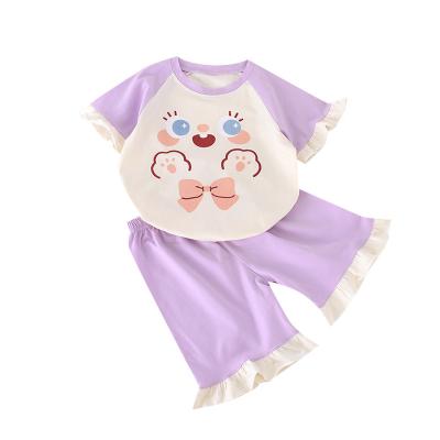 China Infant Toddler Girl Summer Sleepwear Clothes Cotton Kids Designer Children Summer Breathable Pajamas Girls Clothing Sets for sale