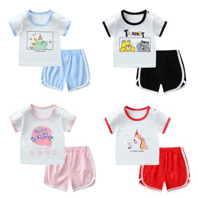 China Summer Casual Toddler Boutique Cartoon Outfits Short Sleeve T-Shirt Shorts Kids Clothes Summer Set Cheap Outfit For Babies for sale