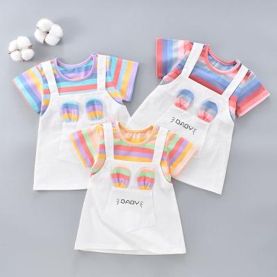 China Toddler Little Girls Tunic Basic Dress Baby Summer Spring Dress Cotton Short Sleeve T-shirt Dress For Kids Girl for sale