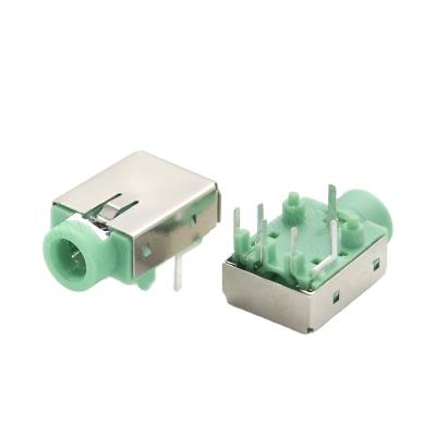 China Plastic PC Earphone Jack PJ343 DC 3.5mm Audio And Video Single Core Jack Earphone 5 Pin Jack Green PJ343 Female Connector for sale