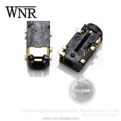 China The shape of square and round is optional bevel connection phone supplier China SMT stereo earphone drop jack, 3.5mm audio jack PJ-3160 short head for sale