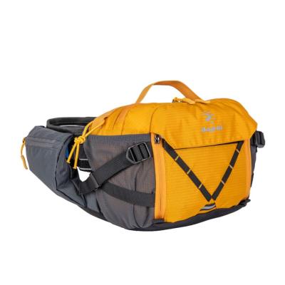 China Yellow Waterproof Water Proof Waist Sports Running Bag With Water Bottle Holder Canvas Waist Bag Recycling Outdoor Sports Increasing Waist Pack for sale