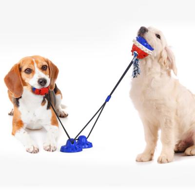 China Amazon Hot Sales TPR Powerful Ball Sucker Dog Toy Ball Double Stocked Pet Toys Tug Of War Sucker Dog Toy for sale