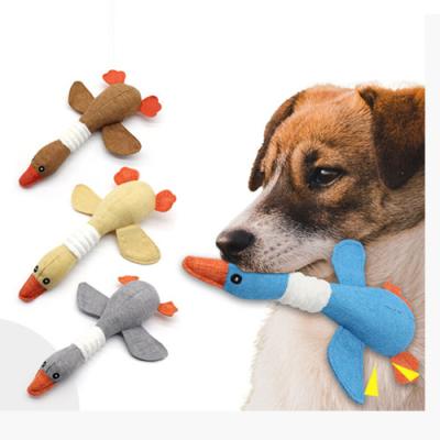 China Durable Wild Pet Chew Pet Shape Goose Stocked Squeaky Toy Plush Squeaky Toy for sale