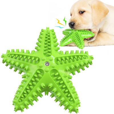 China Amazon Pet Store TPR Rubber Starfish Stocked Shaped Dog Chew Toy Cleaning Tooth Brush Sounding Squeaky Dog Toys for sale