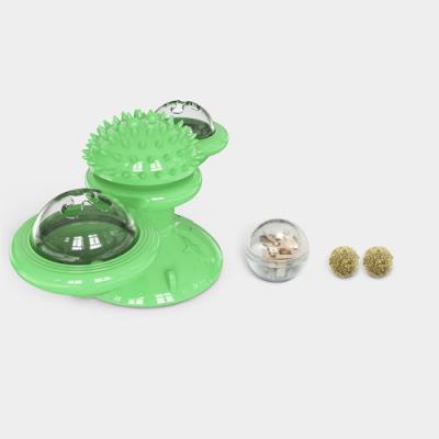 China Stocked 2020 Customized Windmill Toy Wheel Leaky Food Brush Hair Cat Interactive Turntable Tease Cat Toys for sale