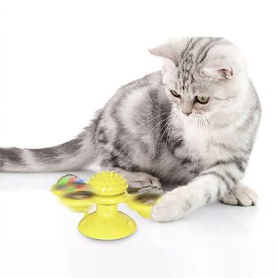 China Hot Stocked Selling Sucker Cat Toy Turntable Spins Windmill Catnip Toy Two Ends Tickle Ball Cat Toys Glowing for sale